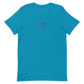Bisexual Pride Tee: Interlaced Heart Outlines Embroidered T-Shirt